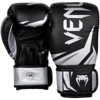 Боксерские перчатки Venum PU (черный-серебристый, 16OZ) / РАТ