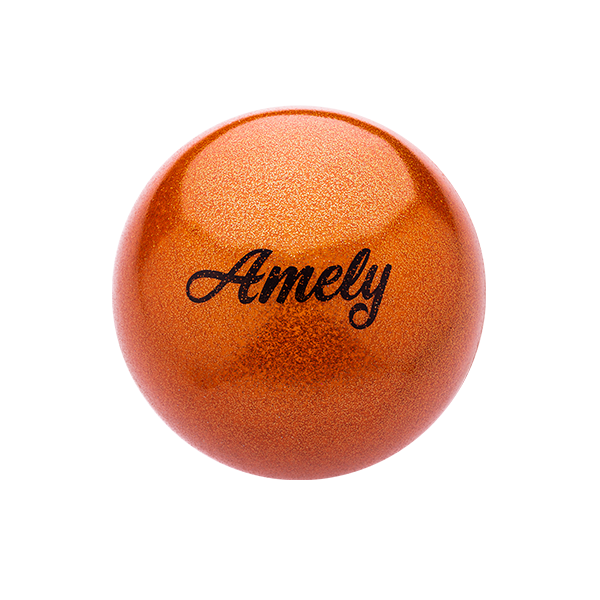 Мяч для х/г Amely AGB-103 19 см, оранжевый, с насыщенными блестками / 14049