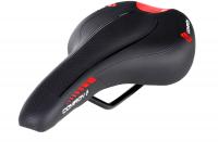 Седло велосипедное MTB COMIRON VINGEGAARD M049 270X140, Верх: PU принт. глянец, Чёрн+Красн / 700126