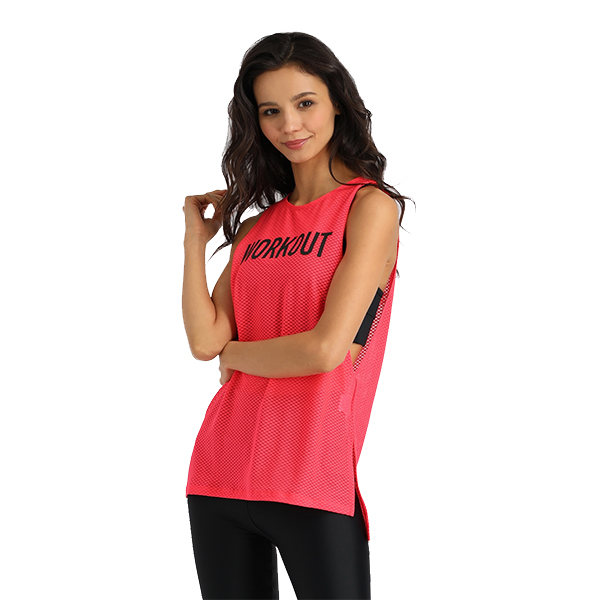 Топ - майка удлиненная с разрезами по бокам, (термо "Workout"), коралл, р.44 / Top.328