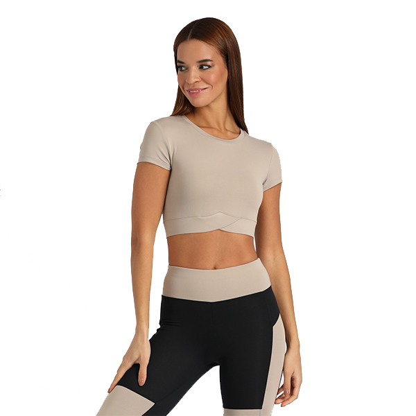 Топ с коротким рукавом цвет мокко р.42 / Top.335