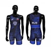 Трико борцовское ASICS (SINGLET)RUS, черный/синий, S / WS