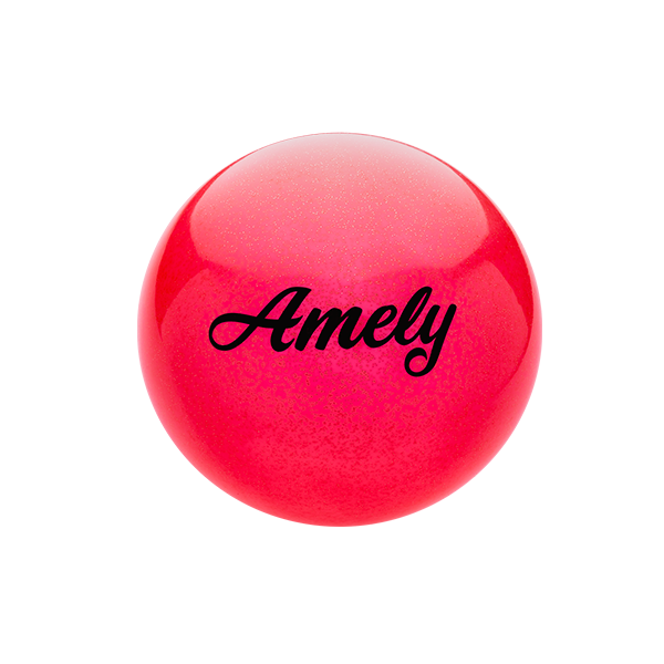 Мяч для х/г Amely AGB-102 15 см, красный, с блестками / 12862