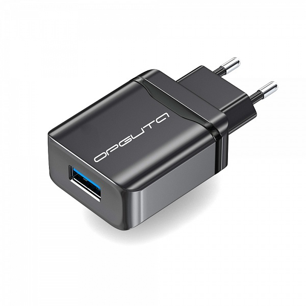 Зарядное устройство (сеть-220V) с USB 1гнездо выход (QC3.0 3000mA) Black