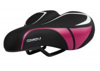 Седло велосипедное детское COMIRON KARKUSHA N901P 240x145, Верх: PU принт., Чёрн+Розов / 721109