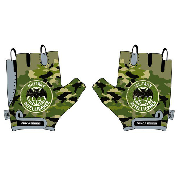 Перчатки велосипедные детские Vinca VG 951 Military гелевые вставки, зеленые (6XS)