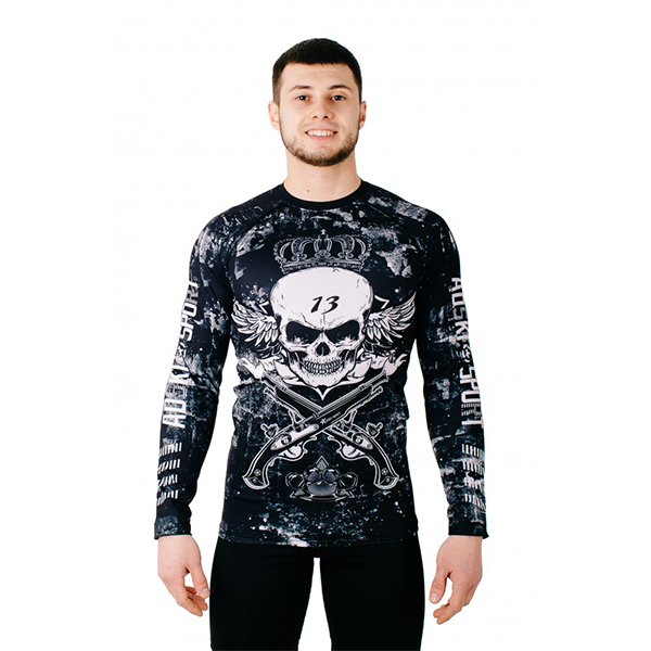 Рашгард с длинным рукавом мужской Black scull р.S / RFm18-13