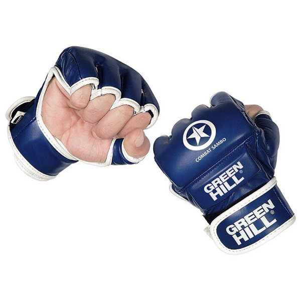 Перчатки MMA Green Hill Combat Sambo (M.синий) кожа