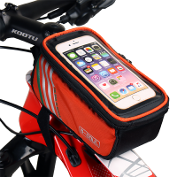Сумка велосипедная на раму BICYCLE SOUL, с отделением для смартфона, оранжевая, 18.5х10х9см / 689019