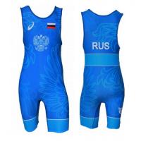 Трико борцовское ASICS (SINGLET)RUS, синее, XXL / WS