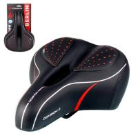 Седло велосипедное гелевое COMIRON BERLIN FITNESS C014 270X195, Верх:PU с принт, Чёрн+Крас / 686351