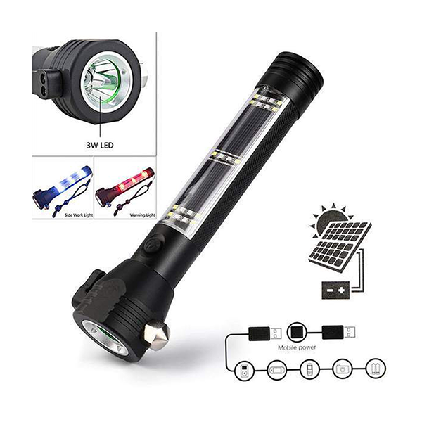 Фонарь аккум. SOLAR POWER, солнеч. батар., USB, компас, резак, магнит, 7 режимов / 700534