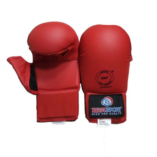 Накладки на руки для каратэ WKF, BS-з26, EKF с пальцем (красный, р. XL)