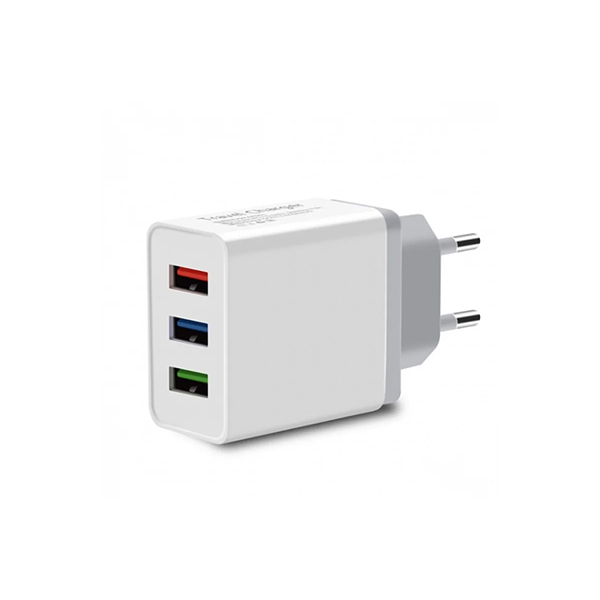 Зарядное устройство (сеть-220V) с USB 3гнездо выход (3000mA)