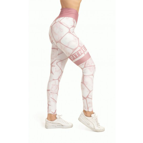 Леггинсы женские Pink tile с широким поясом (S) / L19-037