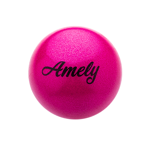Мяч для х/г Amely AGB-103 19 см, розовый, с насыщенными блестками / 14050