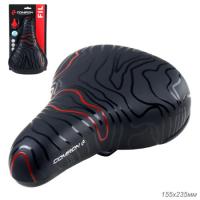 Седло велосипедное детское COMIRON FIL N964R 235x155, Верх: PU принтованный, Чёрный+Красный / 721113