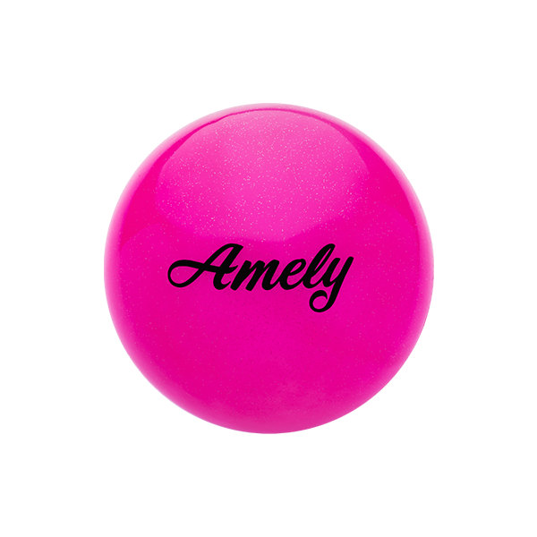 Мяч для х/г Amely AGB-102 15 см, розовый, с блестками / 12864