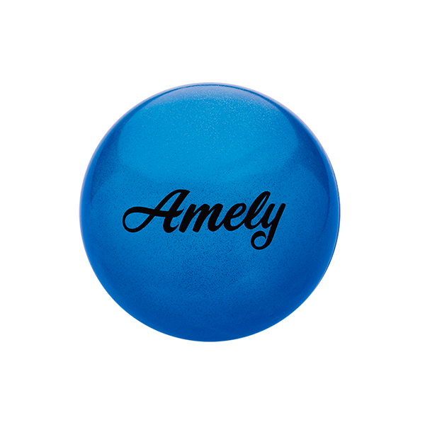 Мяч для х/г Amely AGB-102 15 см, синий, с блестками / 12866