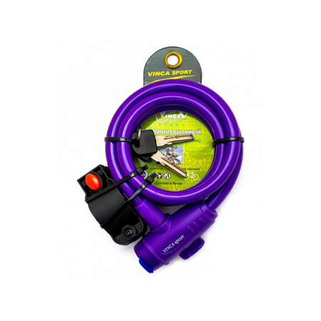 Замок велосипедный (D12mm) Vinca Sport VS 588 фиолетовый 1,2м / AL