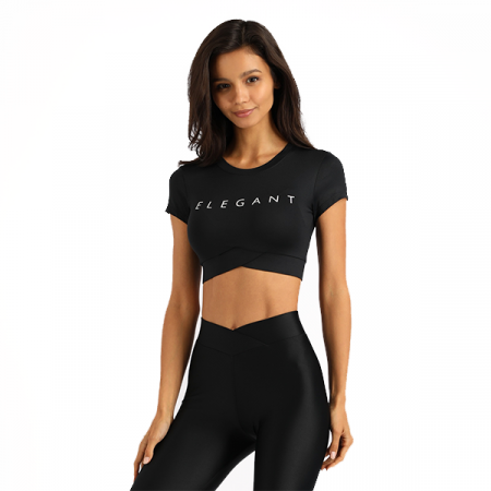 Топ короткий "Elegant" цвет черный р.44 / Top.550