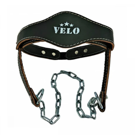 Ремень для тренировки шеи с цепью VELO NEW, кожа, черный / WS