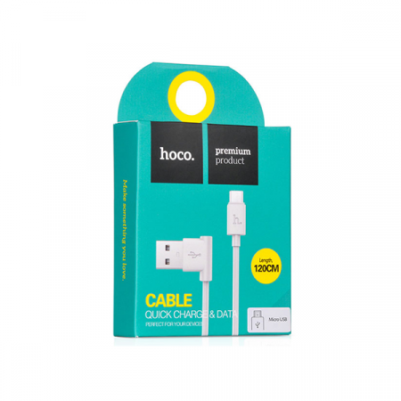 Кабель (A/microB) 1.2м HOCO UPM10 2.1А резина, боковой White
