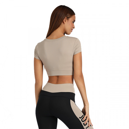 Топ с коротким рукавом цвет мокко р.42 / Top.335
