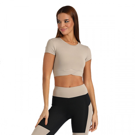 Топ с коротким рукавом цвет мокко р.42 / Top.335