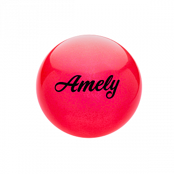 Мяч для х/г Amely AGB-102 15 см, красный, с блестками / 12862