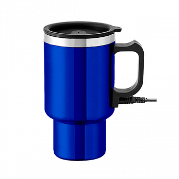Термокружка 14 oz (420мл), 12В, автомобильная зарядка, цв. синий / 98338