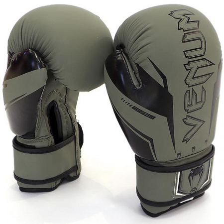 Перчатки боксерские детские Venum Elite EVO (PK) хаки кож/зам 2 унц / 5920