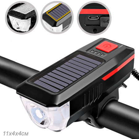 Фонарь передний COMIRON "SUN2" корпус ABS IPX4 свет T6 350lm аккум 2000 mAh USB, зеленый / 689364