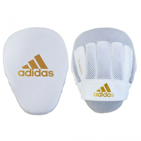 Лапы Adidas Speed Coach Mitts AeroReady (белый-золотой) / РАТ