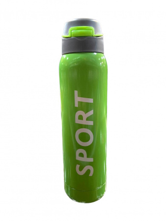 Термос-бутылка SPORT 0.5мл, с трубочкой, со шнурком, цв. зеленый / 702641