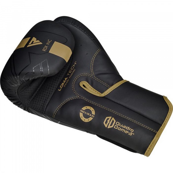 Перчатки тренировочные RDX F6 16oz черн/золот. мат. / BGR-F6MGL-16OZ