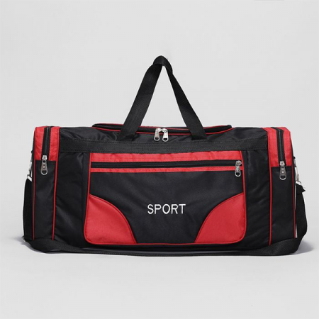 Сумка спорт Sport, 60*25*28, отд на молнии, 3 н/кармана, длин ремень, черный/красный / 2300253
