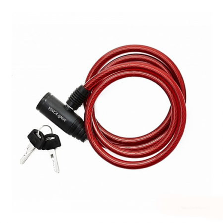 Замок велосипедный (D8mm) Vinca Sport VS 102.102 красный 1,2м / AL