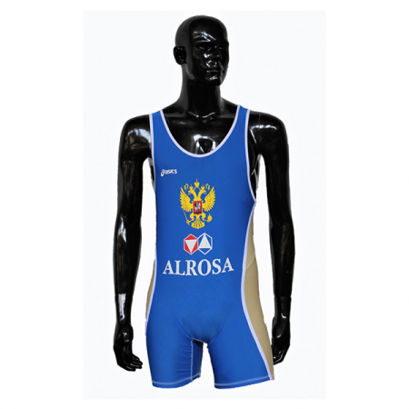 Трико борцовское ALROSA RUS (ASICS), синее, р. M / WS