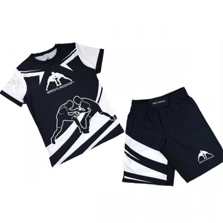 Комплект шорты/футболка (2) WRESTLINGSHOP1 12077, цвет черный (XL) / WS
