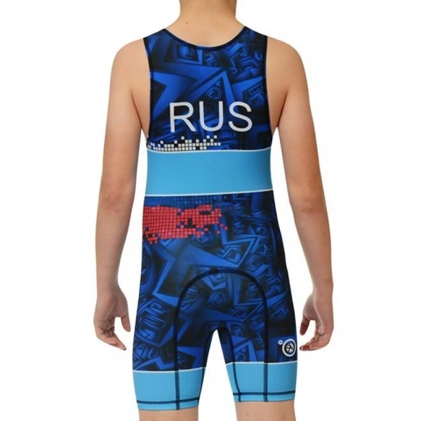 Трико борцовское ASICS (PIXEL)RUS, синий, XL / WS