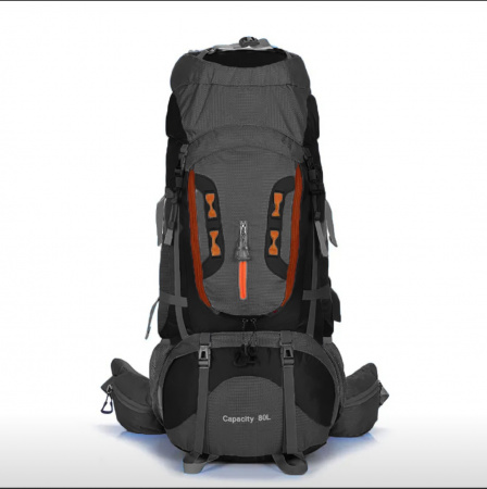 Рюкзак NORTH FACE туристический, 80л , В65*Ш33*Г26, алюм. вставки, дождевик, цвет черный / 703105