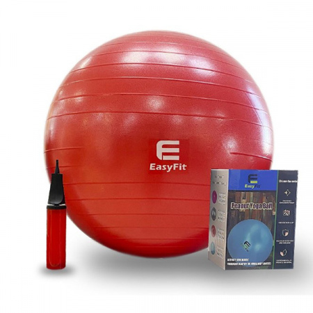 Фитбол EasyFit с системой антивзрыв, насос в компл. 85см красный / 3453