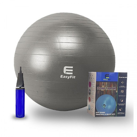 Фитбол EasyFit с системой антивзрыв, насос в компл. 55см темно-серый / 3442