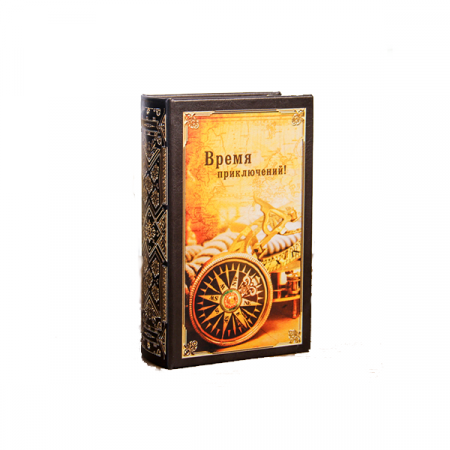 Сейф дерево книга кожзам "Время приключений" 17х11х5 см  / 3622173