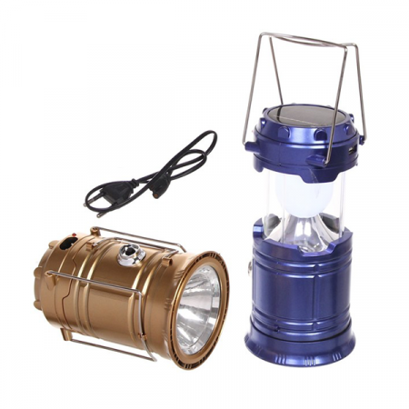 Фонарь туристический раздвижной, 6+1LED, 1W, 14*9,5 см, аккумулятор+солнечн.батарея / 855-288