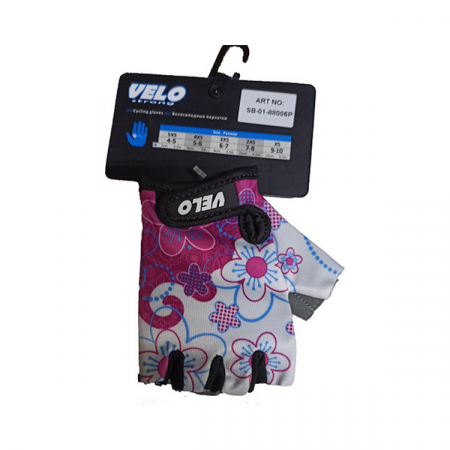 Перчатки детские для девочек (розовый-рисунок "цветы")  3XS / 51188006P-3XS