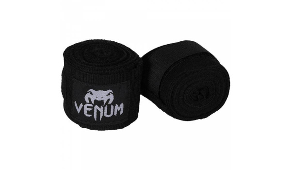 Бинт бокс Venum, черный цвет, пара 300 х2*5см, 100% хлопок / 11193