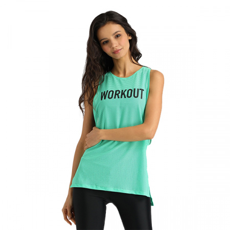 Топ - майка удлиненная с разрезами по бокам, (термо "Workout"), ментол, р.44 / Top.328