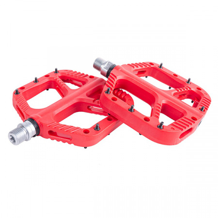 Педали нейлон со сьемными шипами, подш. скольж., 9/16", 350гр N-9 red / TT